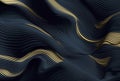 Abstract art with dark, flowing lines and golden highlights, creating depth and movement in a mesmerizing pattern, ai generative