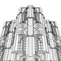 Abstract Art Deco Building Construction Structure Vector. Illustration Isolated On White Background. Royalty Free Stock Photo