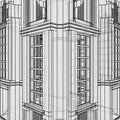 Abstract Art Deco Building Facade Construction Structure Vector. Royalty Free Stock Photo