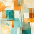 Abstract Art Deco Geometric Shapes: Turquoise And Amber Canvas