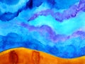 Abstract art desert night mind spiritual watercolor painting illustration design hand drawing