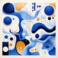 Abstract Art Design With Blue Rays And Orange Forms