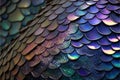 Abstract art of dragon skin in seamless iridescent fantasy scales design.