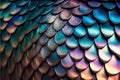 Abstract art of dragon skin in seamless iridescent fantasy scales design.