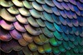 Abstract art of dragon skin in seamless iridescent fantasy scales design.