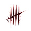 Abstract art drawing tally mark on wall with blood