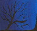 abstract art of dying tree in moon night in blue background