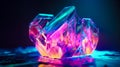 abstract art elements of minerals, crystals, colorful rocks shapes, crystals and dust, chaotic shapes, iridescent neon bright