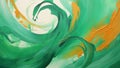 Vibrant Emerald Green and Copper Abstract Brush Strokes