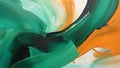 Vibrant Emerald Green and Copper Abstract Brush Strokes