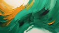 Vibrant Emerald Green and Copper Abstract Brush Strokes