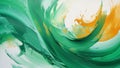 Vibrant Emerald Green and Copper Abstract Brush Strokes