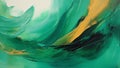 Vibrant Emerald Green and Copper Abstract Brush Strokes