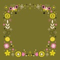 Abstract art flowers nature retro frame border Royalty Free Stock Photo