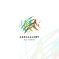 Abstract art gallery vector modern logo. Unusual isolated paint picture logotype. Bright colorful creative sketch