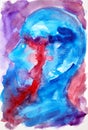 Abstract art human crying mental health spiritual mind healing watercolor painting illustration design drawing Royalty Free Stock Photo