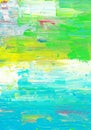Abstract art light colorful background. Hand drawn oil painting. Green, blue, yellow, white textured brush strokes Royalty Free Stock Photo