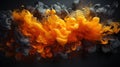 Abstract Art of Minimalistic Orange and Black Dense Liquid Smoke on Backdrop