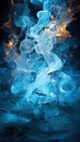 Abstract Art of Minimalistic Orange and Cyan Dense Liquid Smoke on Backdrop