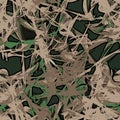 Abstract art nouveau background. Beige, brown and green colors. Seamless repeat pattern