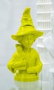 Abstract art object printed 3D printer Colored yellow creative model printed
