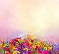 Abstract art oil painting of summer-spring flower. Meadow, landscape with wildflower Royalty Free Stock Photo