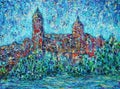 Abstract art painting of the Salamanca City, Spain