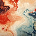 Marbled 3d Wallpaper With Swirls Of Liquid In Light White And Dark Orange Royalty Free Stock Photo