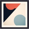 An Abstract Art Print In A Black Frame With Red Blue And Orange Circles