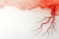 Abstract Art of Red Tree Roots Against Soft White Background in Ethereal Style Royalty Free Stock Photo