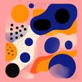 Abstract art with retro risograph aesthetics. Grainy color fades and large, bold shapes in abstract forms