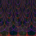 Abstract art, seamless pattern, background. Intersection of rounded glowing violet and red lines. Reminds curtains.