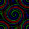 Abstract art, seamless pattern, background. Spiral, blue, red and green. Royalty Free Stock Photo