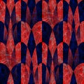 Abstract art, seamless pattern, background. Vertical stripes, round geometrical shapes, light and dark. Red and blue, texture. Royalty Free Stock Photo