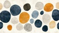 Abstract Art: A Seamless Pattern of Round and Square Shapes in Blue, Orange, and Gray Royalty Free Stock Photo