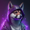 Abstract art of shiba designed custom with hip hop styles background.
