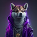 Abstract art of shiba designed custom with hip hop styles isolated background.