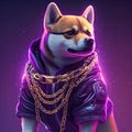 Abstract art of shiba designed custom with hip hop styles background.
