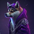 Abstract art of shiba designed custom with hip hop styles isolated background.