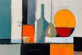 Abstract art still life oil painting set Collection. Bright colors Royalty Free Stock Photo