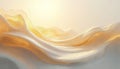 Abstract art, sunlight filters through dreamlike gold, white waves. Fluid, elegant movement, dynamic, serene forms creates