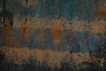 Abstract art texture background. Blue and orange striped old cracked concrete wall surface. Grunge style Royalty Free Stock Photo