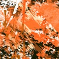 Abstract art textured spotted bright orange vector background with streaks, strokes, splashes and spots