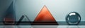 Abstract art with three triangles and a red triangle, AI