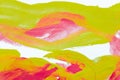 Abstract art. Watercolor background in orange, light green and magenta colors in the form of smooth curves Royalty Free Stock Photo