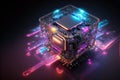 Abstract artificial intelligence central processing unit. generative ai Royalty Free Stock Photo