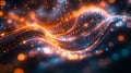 Abstract artificial intelligence neural network with glowing interconnected nodes and flowing digital data. Generative AI Royalty Free Stock Photo