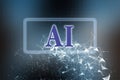 Abstract artificial intelligence word text icon, with network global connection, innovations technology