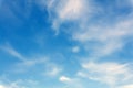 Abstract artistic background with blue sky and white translucent smoky clouds. Royalty Free Stock Photo