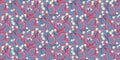 Abstract artistic branches with berries and decorative monogram ornament intertwined in a seamless pattern.